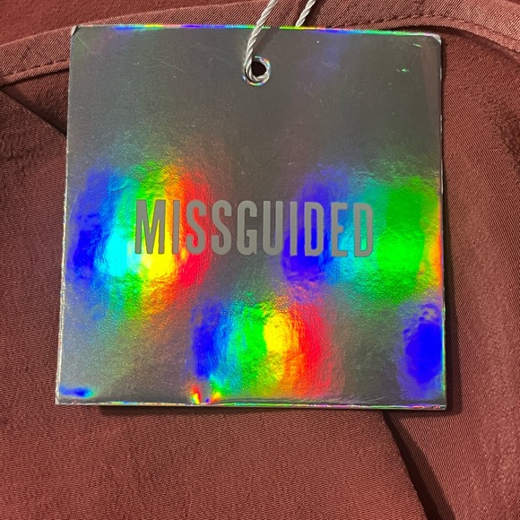 Miss Guided Long Sleeve Cross Over Front Mini Dress Rusty Pink Size 6 NWT - Picture 10 of 11